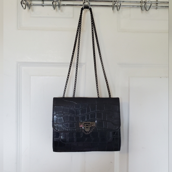 Mini Croc Embossed Chain Crossbody Shoulder Bag - Picture 1 of 12